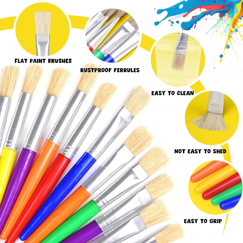 Joyooss Paint Brushes for Kids, 12 Pcs Flat Toddler Large Paint Brushes Set, Easy to Clean & Grip Washable No Shed Hog Bristle Painting Brush Kits for Watercolor, Acrylic, Gouache, Ink, Art Supplies - Image 5